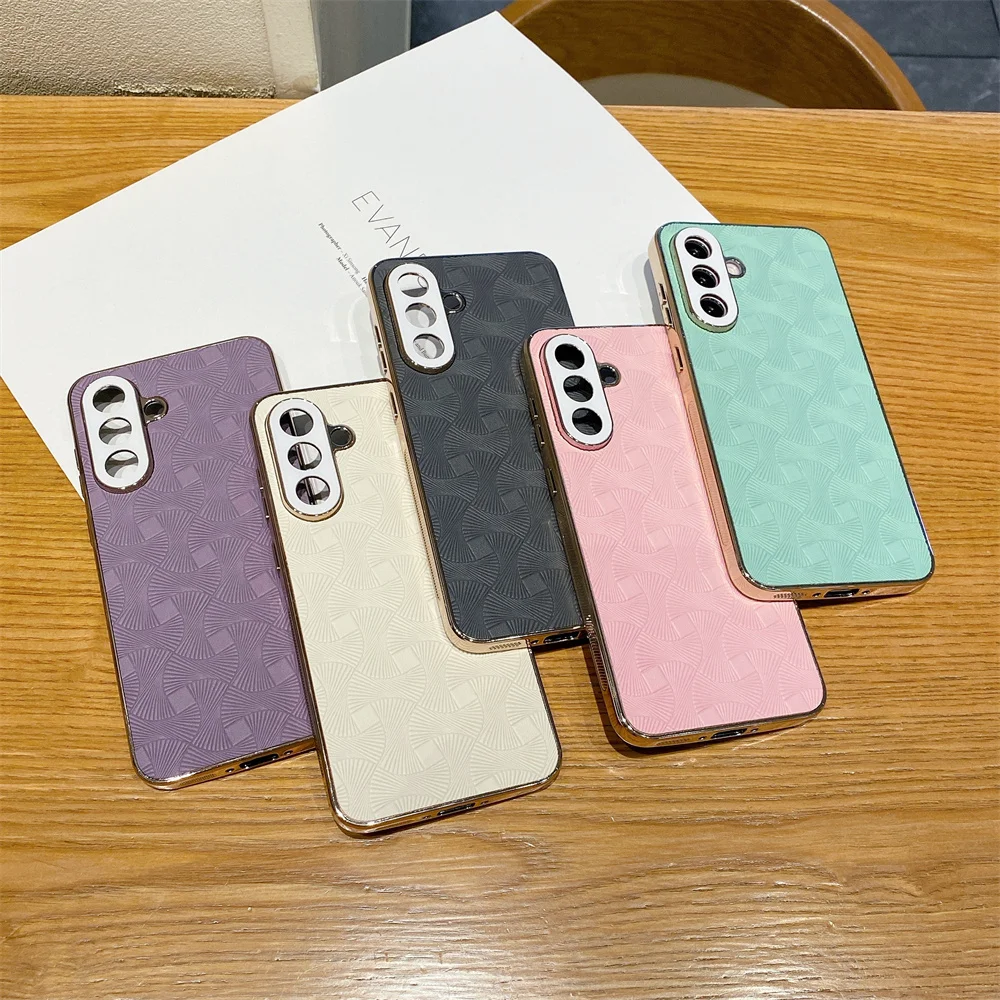 Wave Texture Plating Leather Phone Case - Premium Hard Cover