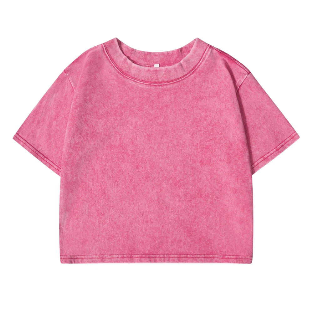 Solide 100% Baumwolle Gewaschen T-Shirt Frauen Plus Größe Mode Streetwear Casual Sport Kurzarm Coole Retro Crop Frau Kleidung – Detail 8