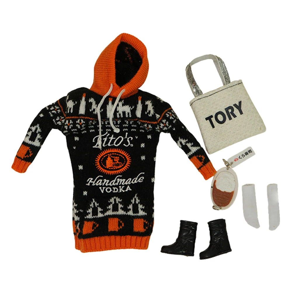 NK 1 Set New Fashion Clothes For Barbie Doll Accessories Long Sleeves Coat Hooded Shirt Bag Shoes Sock For Girl's 1/6 Doll Toys