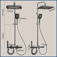 Bathroom Piano Key Smart Temperature Display Luxury Shower Set Wall Mounted 4 Ways Water Outlet Rainlfall Shower Faucet System 6