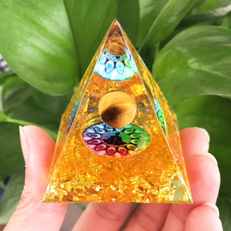 Orgonite Pyramid Energy Generator Amethyst Stone Pendulum Reiki Chakra Meditation Healing Crystals Tool Room Decorations