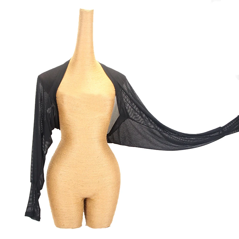 

Elastic Black Mesh Cardigan Latin Dance Tops Coat Long Sleeves Practice Clothes Cha Cha Rumba Ballroom Dance Shirts DNV18575