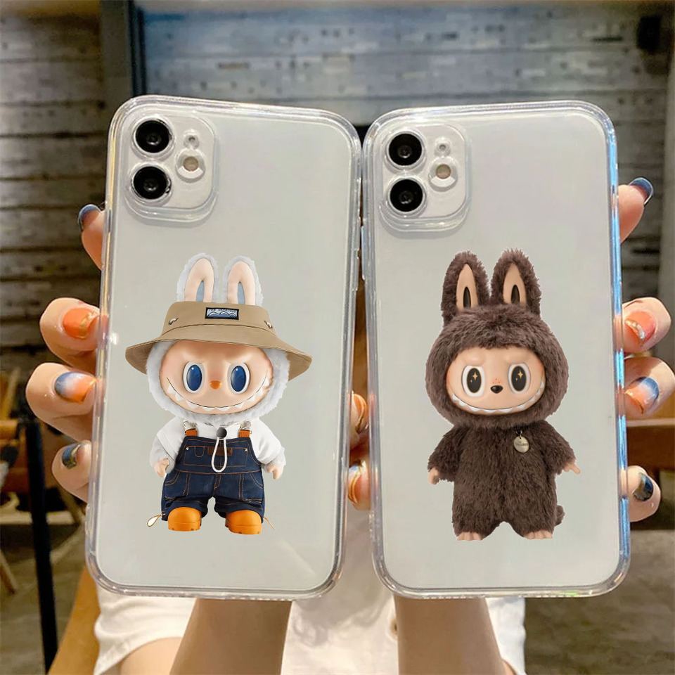 Hotest Cute Phone Cases For iPhone 16 15 14 13 12 11 Pro Max XR 8 7 Plus 13 12 Mini Soft Transparent Cover For Labubu Fans