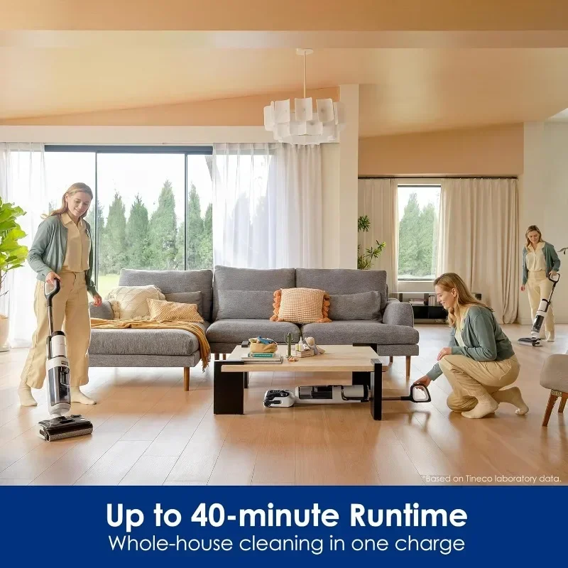 Tineco Floor ONE Stretch S6 Cordless Wet Dry Vacuum Cleaner 180&deg;Lay-Flat Smart Vacuum Mop, 40 Minutes Long Runtime 158℉ Flashdry