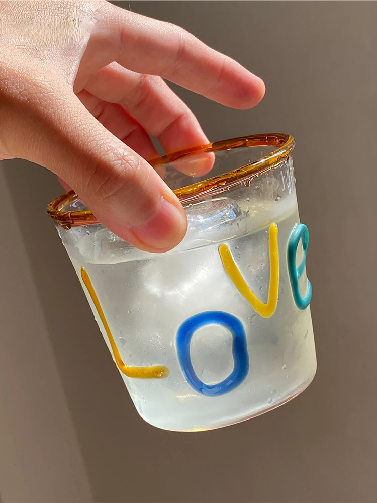 1pc carta de amor caneca de vidro artesanal presente para os amantes copo de chá copo copo copo copo copo de café canecas de vidro bebendo casais meninas presente 10oz - 100 coisas lindas para a casa