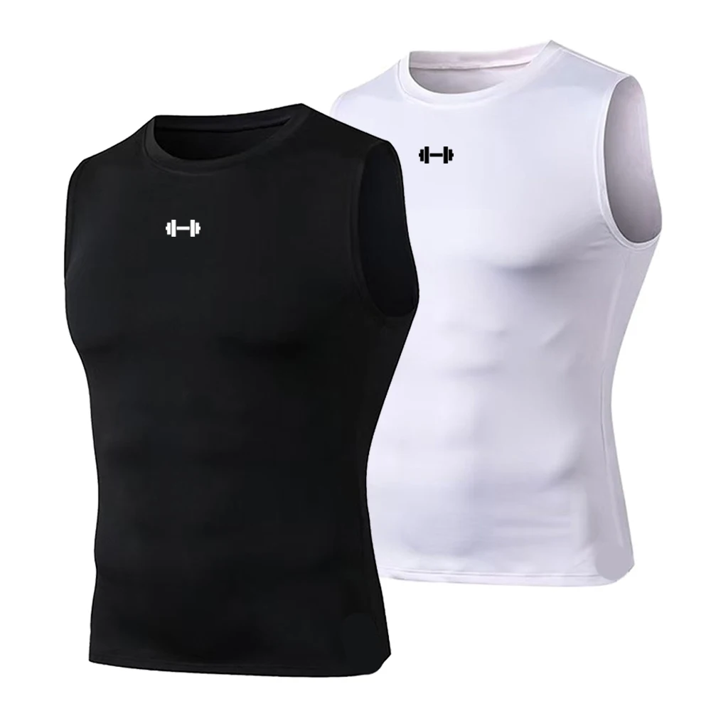 Herren-Laufweste, ärmelloses Sommer-Shirt, elastische Kompressionsweste, Herren-Top, Fitnessweste, Trainings-Sportweste