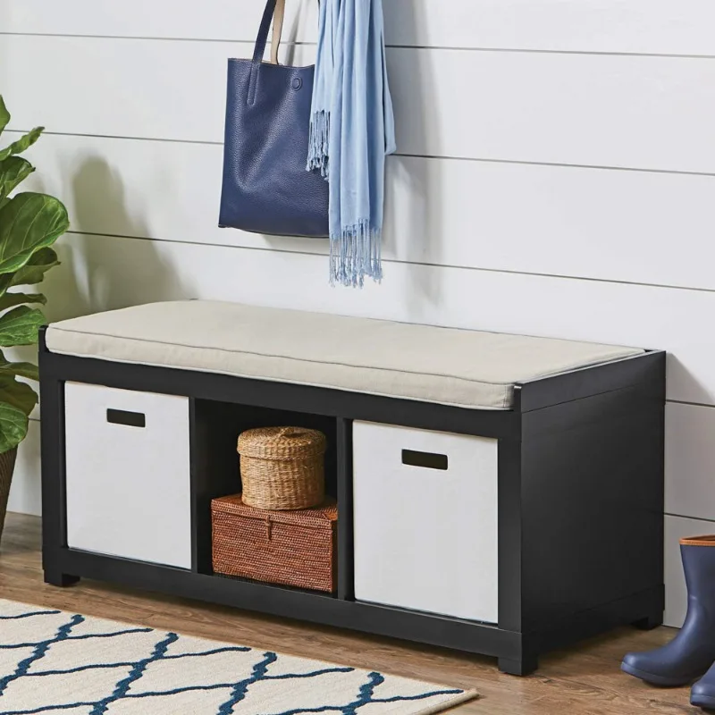 

Benches Better Homes & Gardens 3-Cube Shoe Storage Bench, Black Furniture