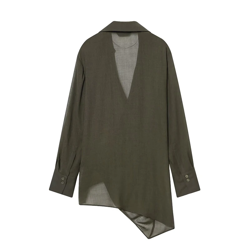 Chic Fashion Ruched Shirts for Women 2025 New Long Sleeve Asymmetric Shirt Women's Casual Simple Style Shirt And Blouse Tops