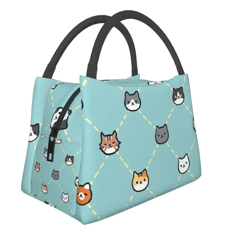 

Neko Atsume Pattern Insulated Lunch Bags for Outdoor Picnic Cartoon Game Kitty Collector Leakproof Cooler Thermal Bento Box