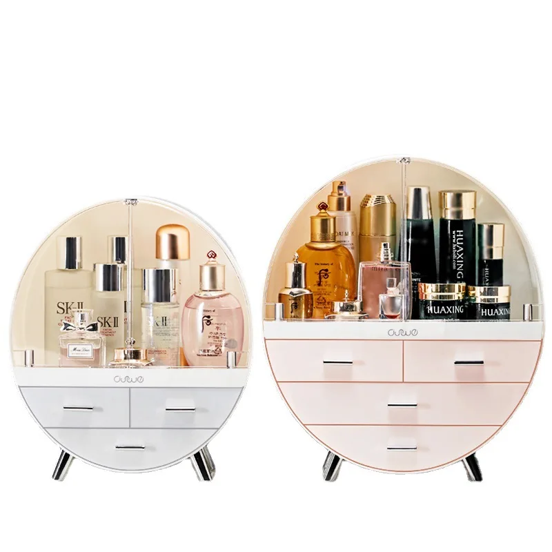Big Dustproof Makeup Organizer With Drawer Skincare Jewelry Cosmetic Storage Box Lipstick Brush Holder Waterproof Storage Case 6