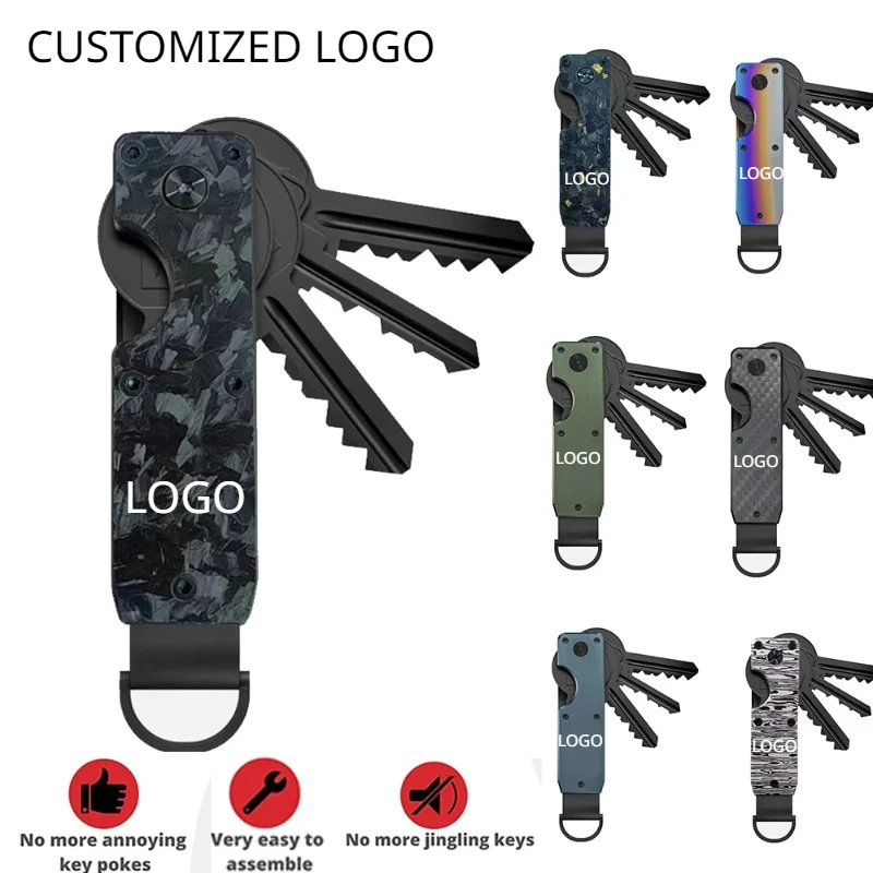 

Customized Logo Compact Metal Key Organizer Minimalist for Keychain Secures 1-6 Keys Smart Fob Design Durable Slim Daily Carry
