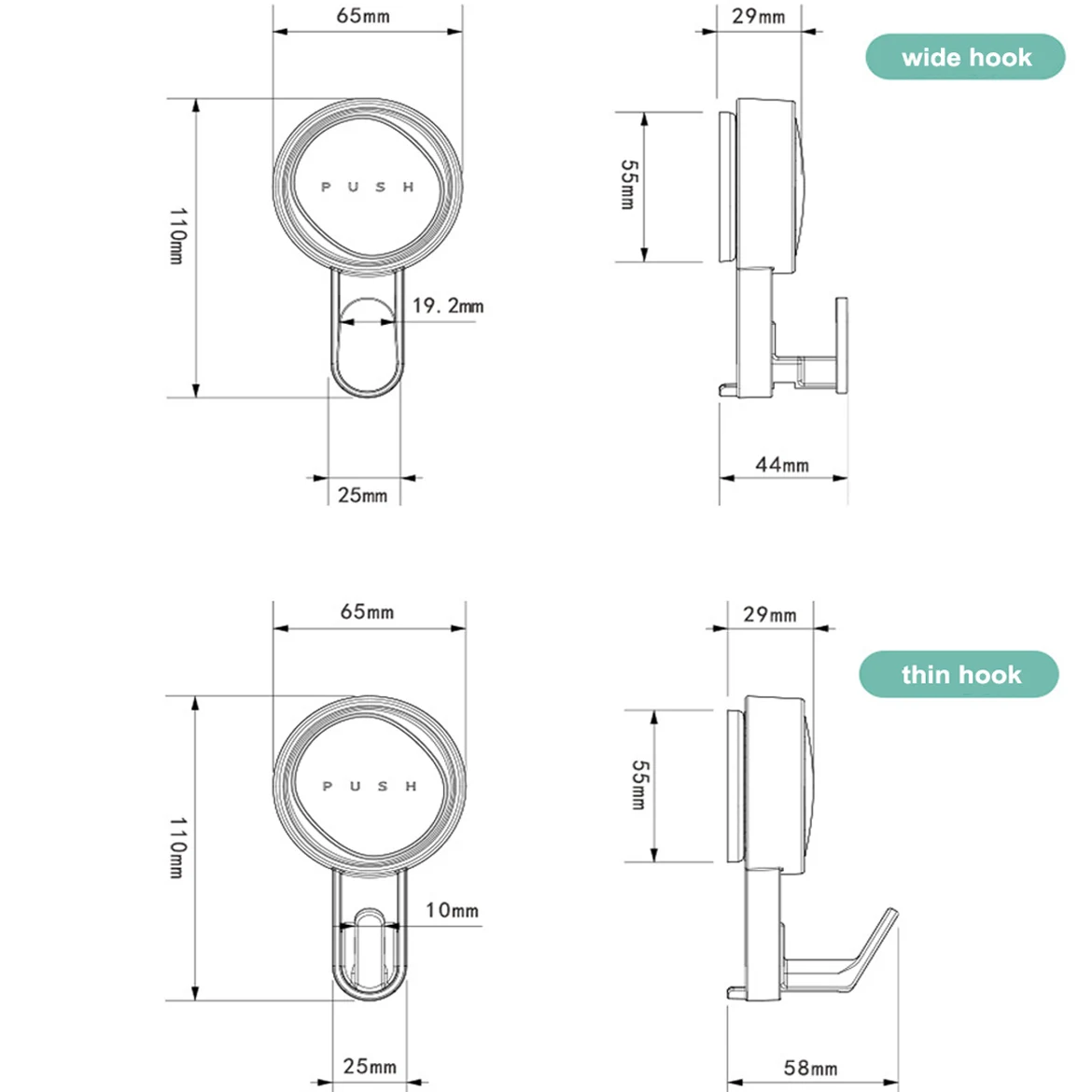 Suction Hooks Powerful Cup Hooks-Heavy Duty for Shower Waterproof Suction Hanger for Bathroom Towel Robe Removable Reusable towel hooks bathroom hooks