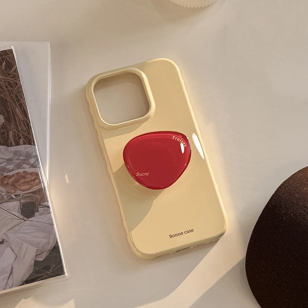 Chic Korean-Style Solid Color Soft Phone Case with Bracket – Shockproof Protective Cover