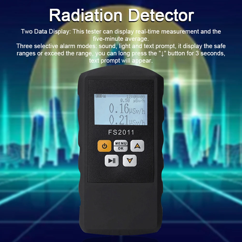 FS2011 Geiger Counter Digital Large Screen Portable Nuclear Radiation Detector Handheld Marble