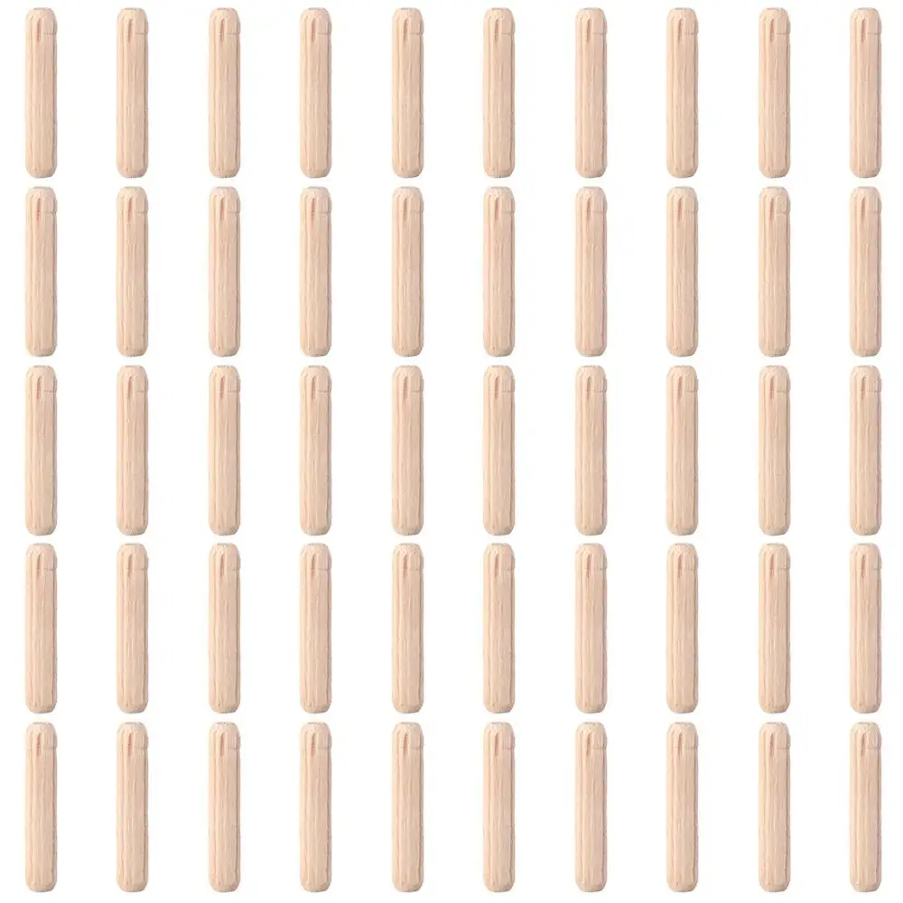 Wood Dowel Pins 50Pcs 6x30mm 6x40mm 6x50mm Fluted Wood Dowels Rods Wooden Crafts Dowel Pegs Wooden Dowels for Crafting