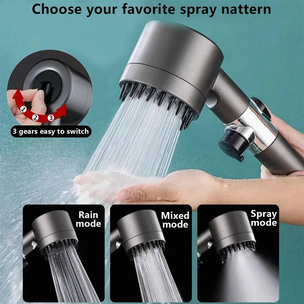 High-Pressure Water-Saving Handheld Showerhead with Multi-Mode Massage and Filter System