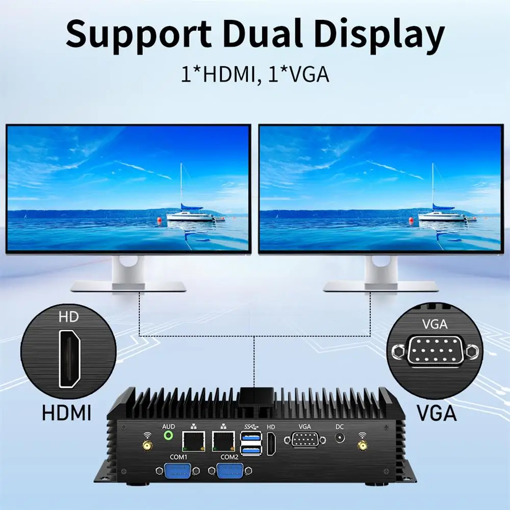 Msecore   Industrial sin ventilador  Mini PC Intel Core 2955U  I3 5005U  I5 4200U  I7 5500U CPU Fanless Design with Dual DDR3L Memory Dual Storage Support Win10 Gamer Pc. 