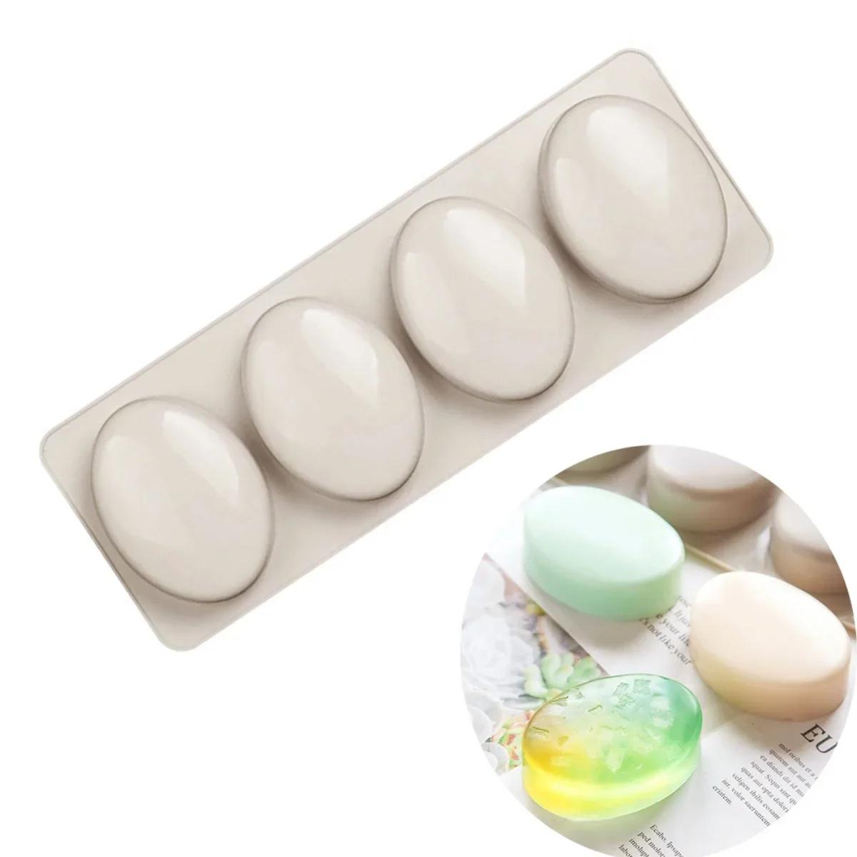 Oval Silicone Mold 4 Cavity DIY Geometry Candle Resin Crystal Mould Elliptic Gypsum Aromatherapy Making Tools Home Decor Gifts
