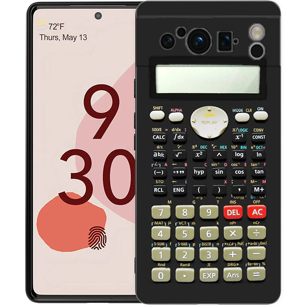 Vintage Calculator Design Shockproof TPU Phone Case - Soft Black Cover