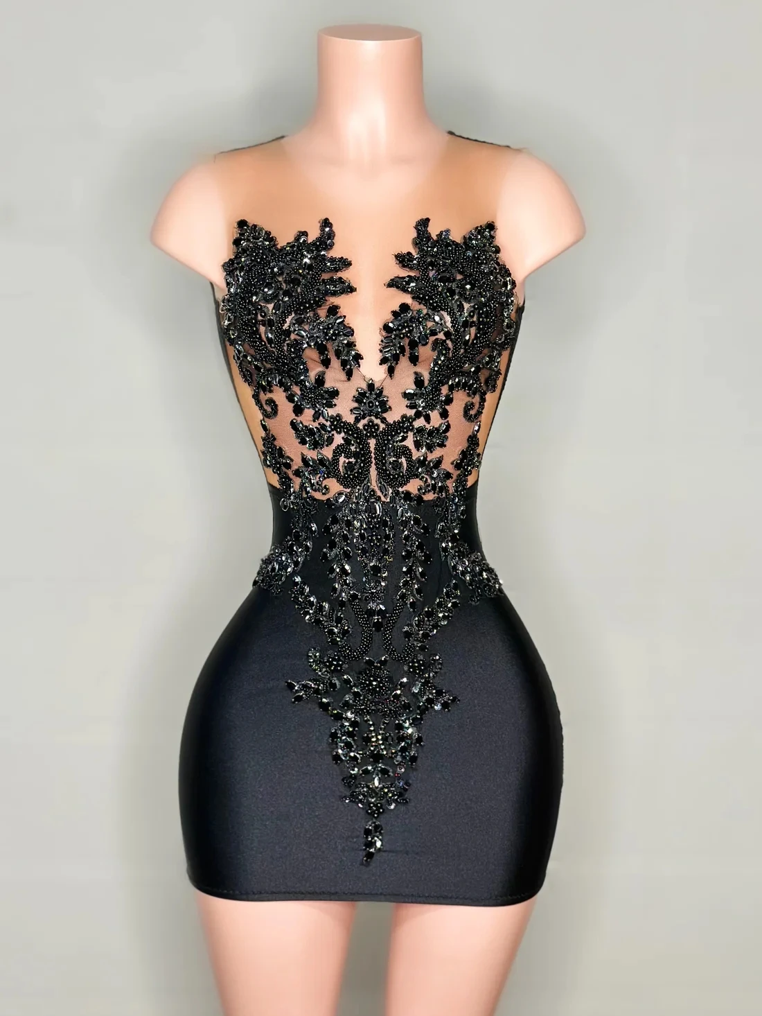 x revolve mr gibson mini dress in black Long Black Prom Dress with Contrasting Beads -PromGirl Black/Hot Pink / XSmall main image 0