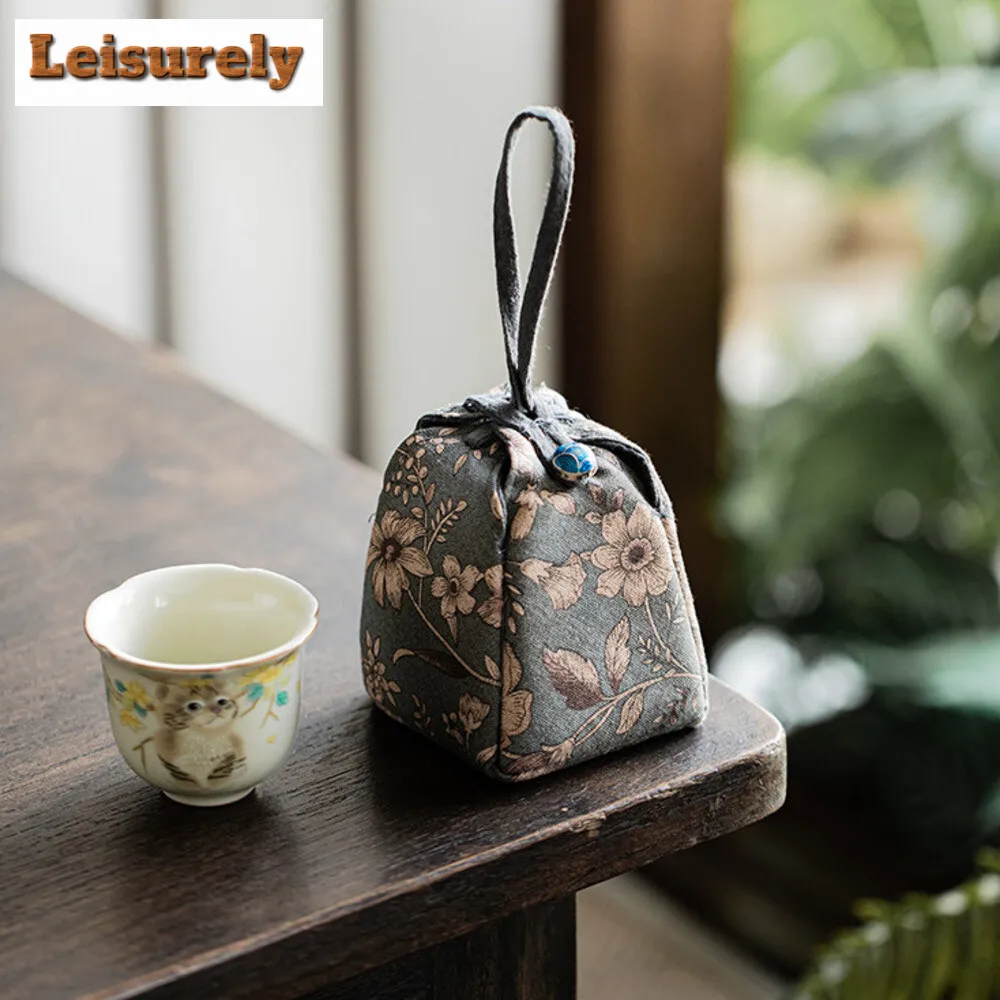 Portable Cotton and Linen Hidden Tea Cozies Zen Bundle Te Tikonf Tea Cozy for Teapot Hand Bag Travel Tea Set Bag Cha Accessories