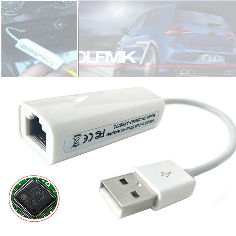 AX88772 USB RJ45 LAN VW Flok Golfmk Passat Mikrotik MIB2 Medya Sistemi Flash/Yükseltme Kablosu DLink DUB E100 USB Ethernet Dongle