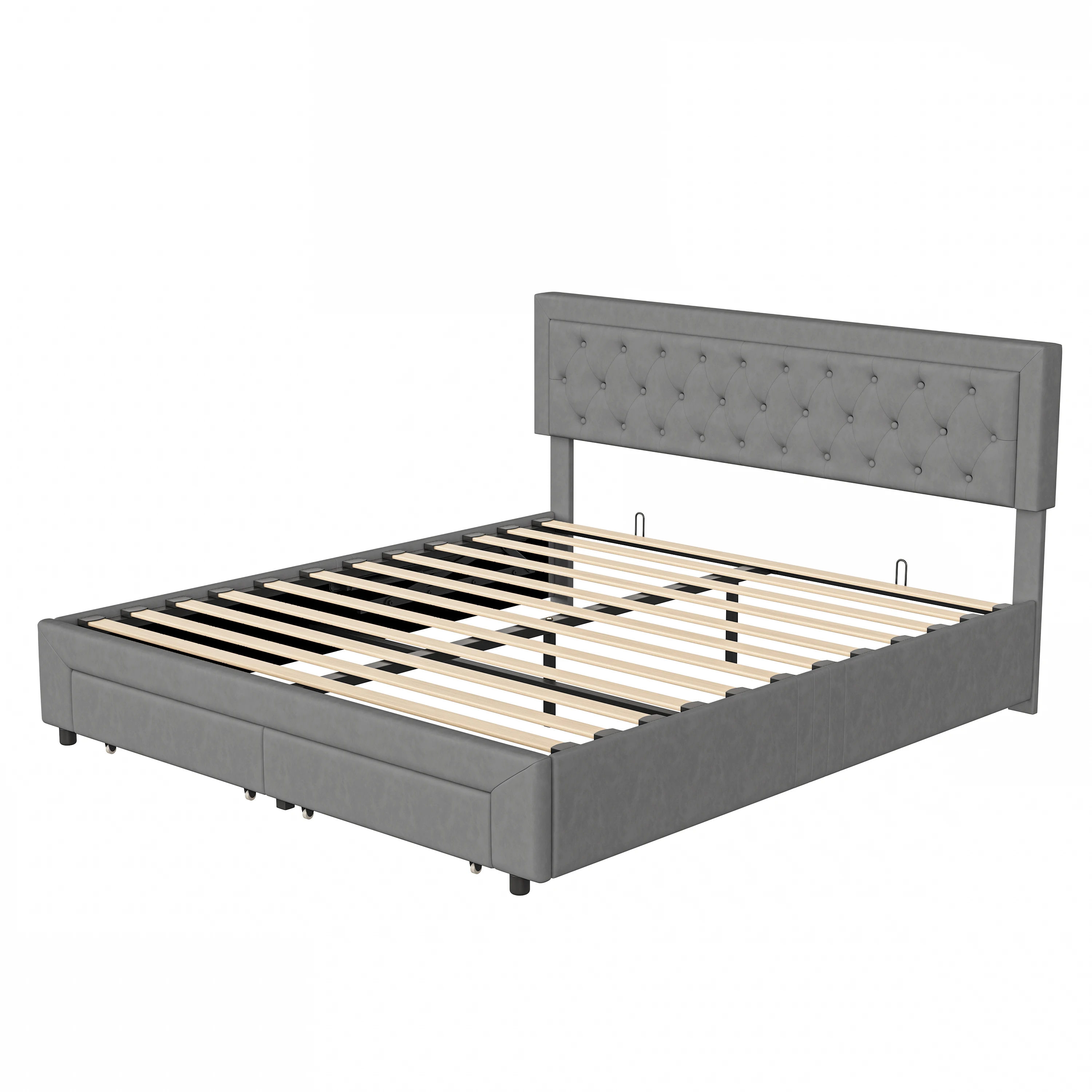 Rosahqnda Stauraumbett 160/180×200cm Modernes Doppelbett mit Schubladen, gepolstertes hydraulisches Bett für Jugendliche und Erwachsene, Samt, ohne Matratze – Detail 13