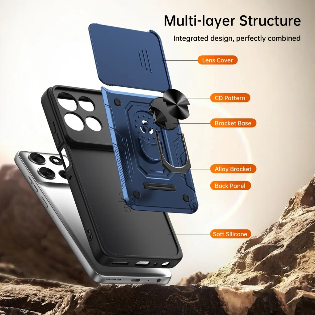 Slide Camera Protection 360° Ring Holder Phone Case