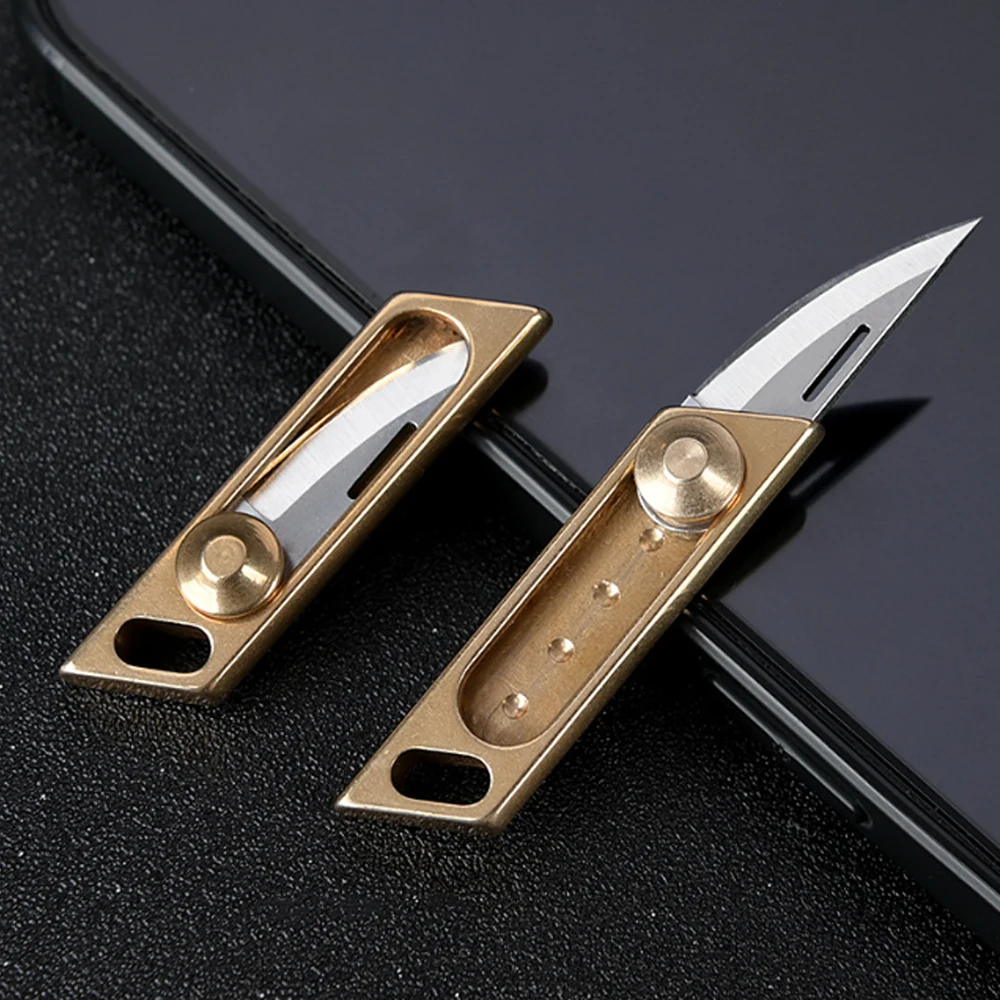 Pure brass Mini Push Knife brass Sharp Portable Edc Keychain Pendant ...