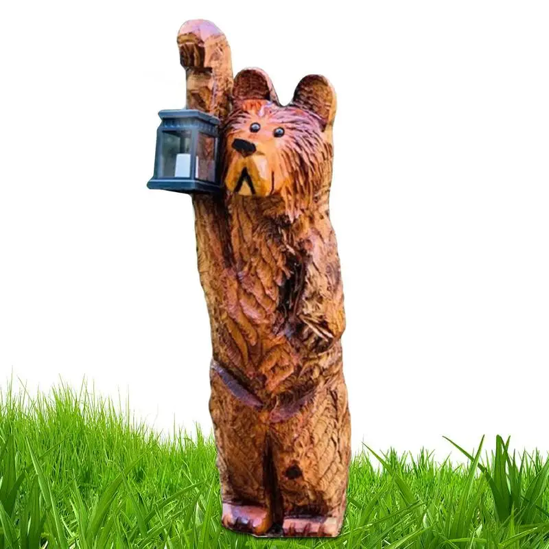 

Bear Statue With Lantern Carving Bear Is Holding The Lamp Creative Light Up Resin Crafts Candlelights Suitable For Outdoor Patio