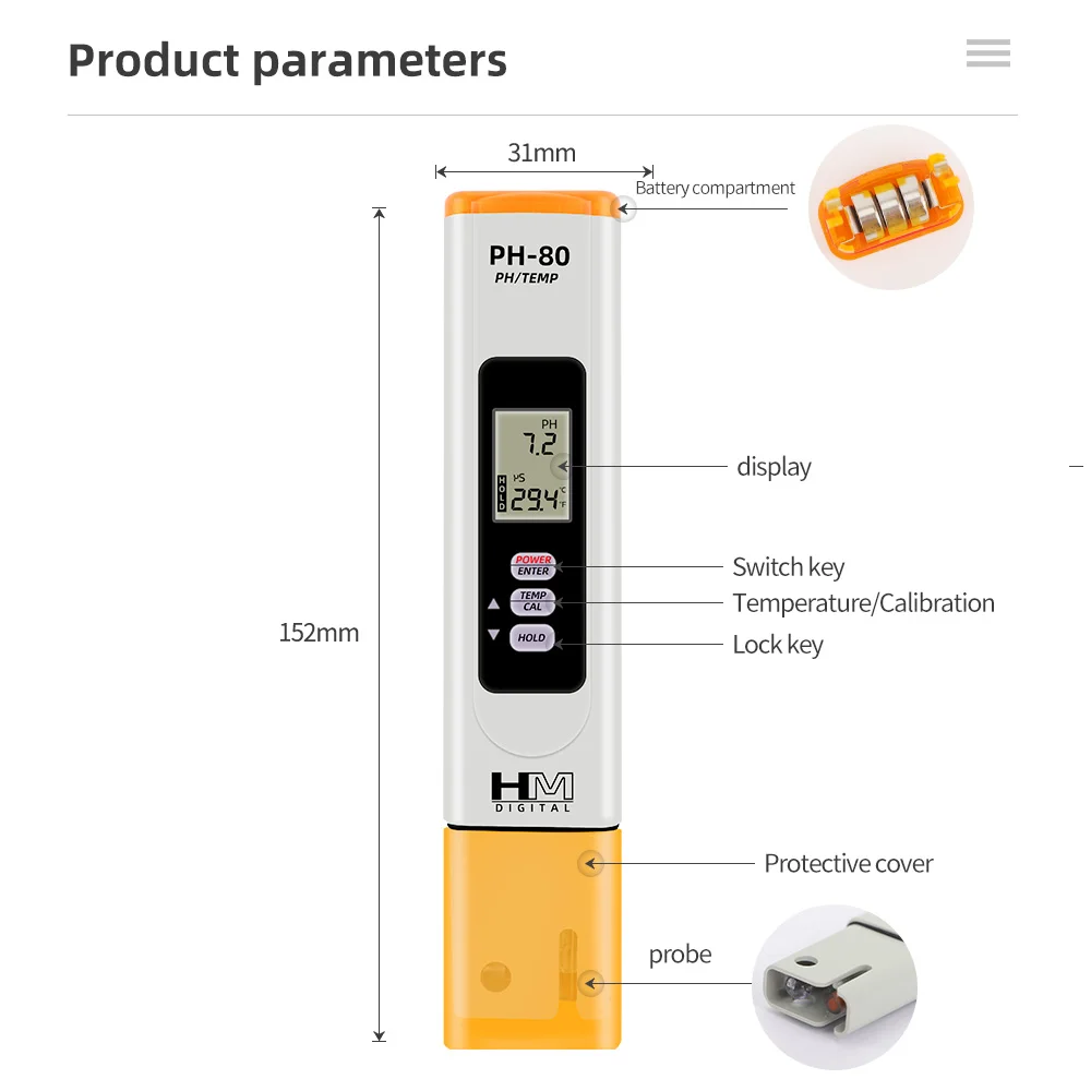 HM Digital PH Meter Hydro Automatic Calibration
