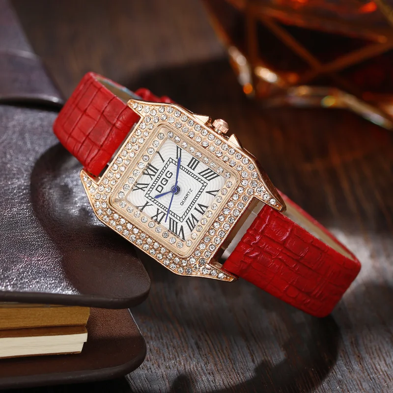 

Luxury Fashion Women Watches Shining Dial Design Qualities Ladies Quartz Wristwatches Retro Rectangle Female Leather Clock Gifts