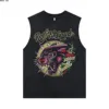 Summer Europe and The United States Retro Wash To Do Old Rock Hip Hop Round Collar Vest Printed Loose Vest Men's Cotton Casual 3