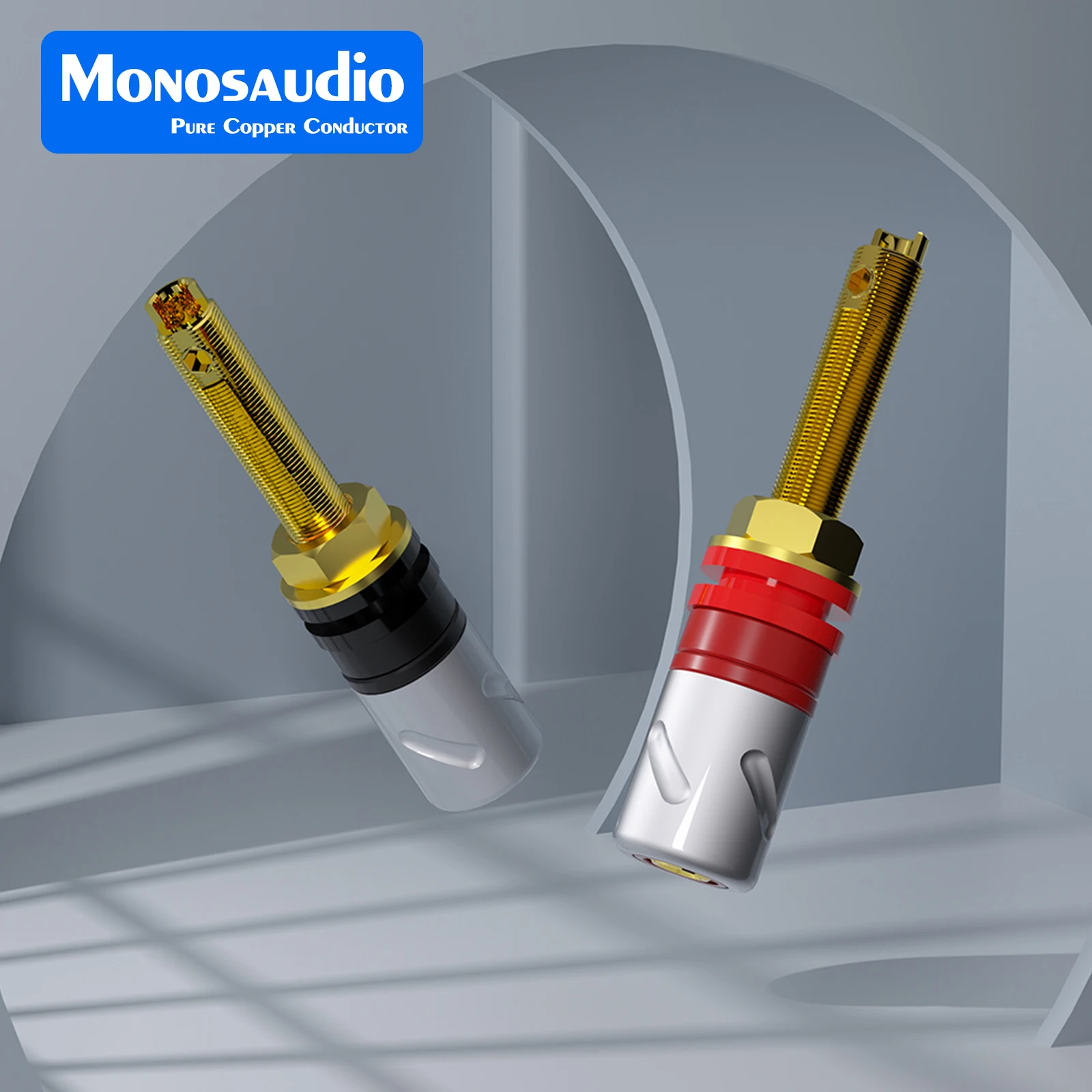 Monosaudio 2/4 Stück BP651 Reines Kupfer/Rhodium/Vergoldet HIFI Verstärker Lautsprecher Anschlussklemmen Binding Post Sockel – Detail 6