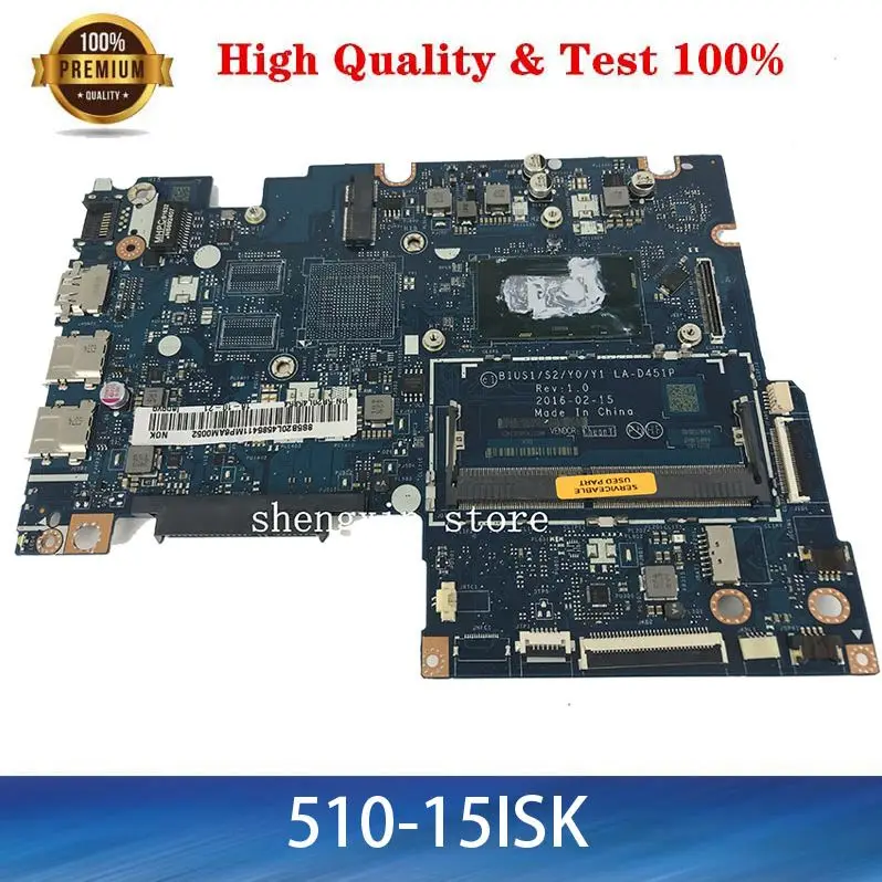 

For Lenovo Ideapad 510S-14ISK Laptop Motherboard FRU 5B20L44923 With I7-6500U CPU LA-D451P DDR4 MB 100% Tested