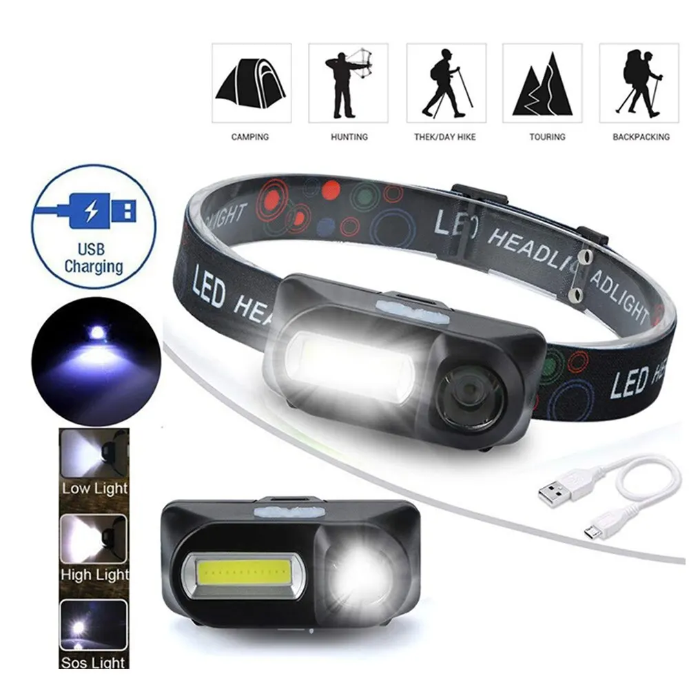 Linterna-frontal-LED-para-pesca-luz-de-Camping-port-til-Mini-XPE-COB ...