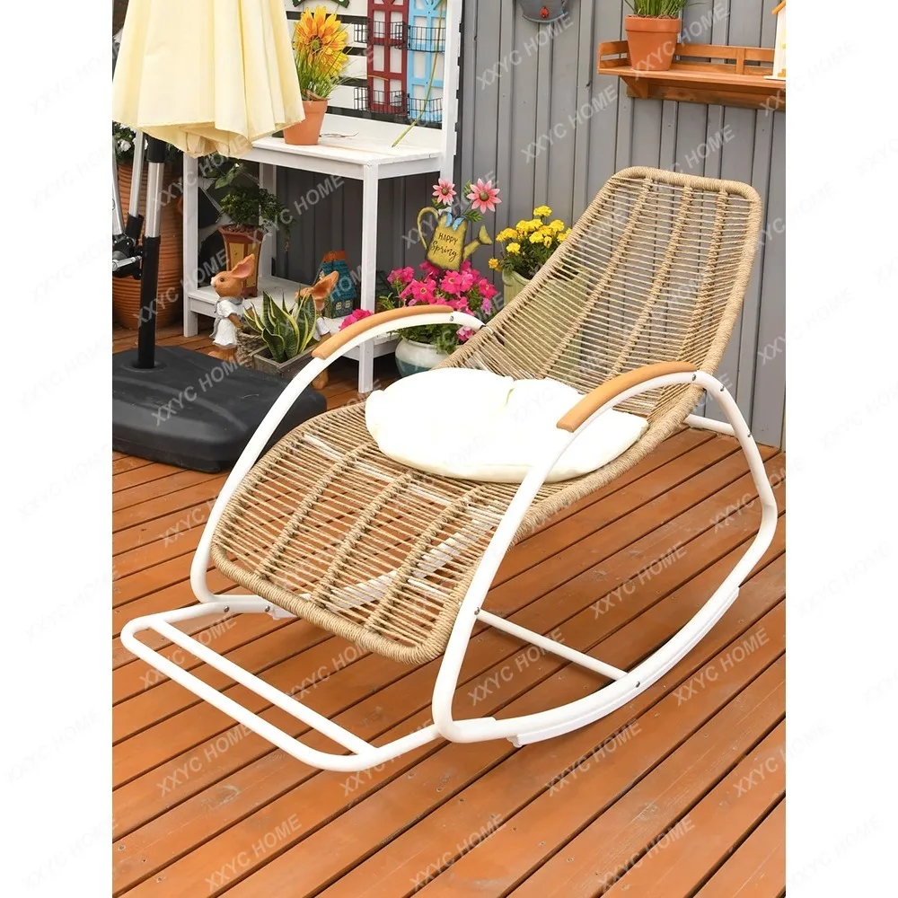 

Rocking Chair Outdoor Balcony Home Leisure Chair Rattan Easy Chair Single Recliner