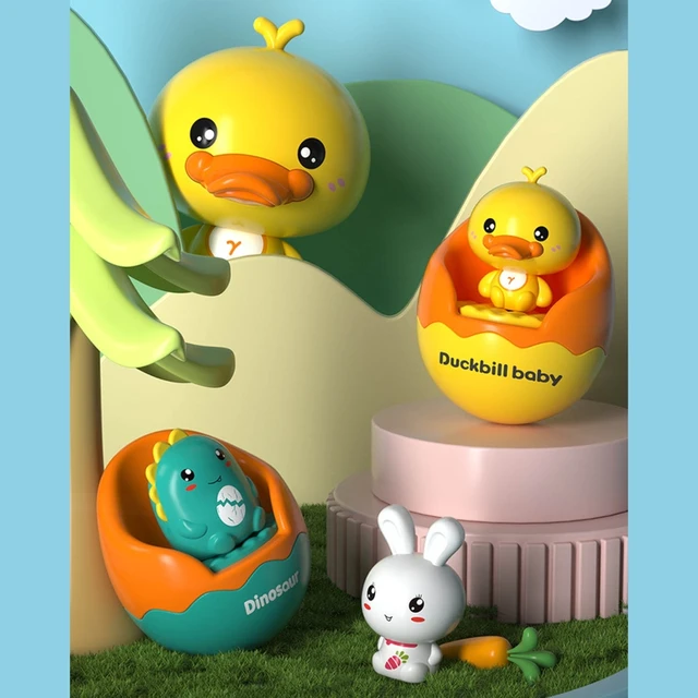 Baby Tumbler Bath Toy Duck/Bunny/Dinosaur Infant Shower Toy Sounding Roly-Poly Interactive Toy Toddler Education Gift 2