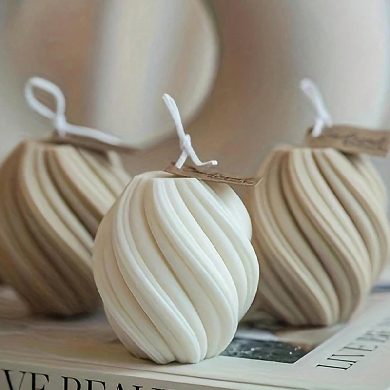 

Irregular Geometric Column Silicone Candle Rotating Pillar Wave Column Plaster Craft Ornament Making Molds Home Decor DIY Gifts
