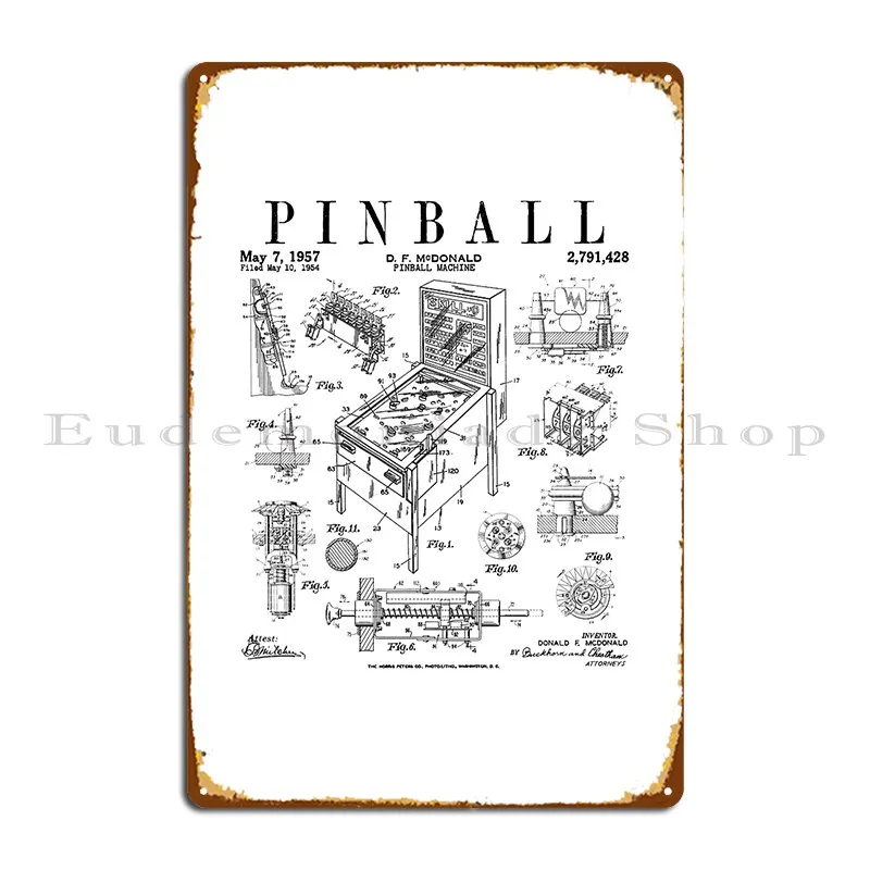 Flipper Arcade Gaming Machine Vintage Gamer Patent Print Metal Platform Poster Decorazione Design Personalizzato Tin Sign Poster