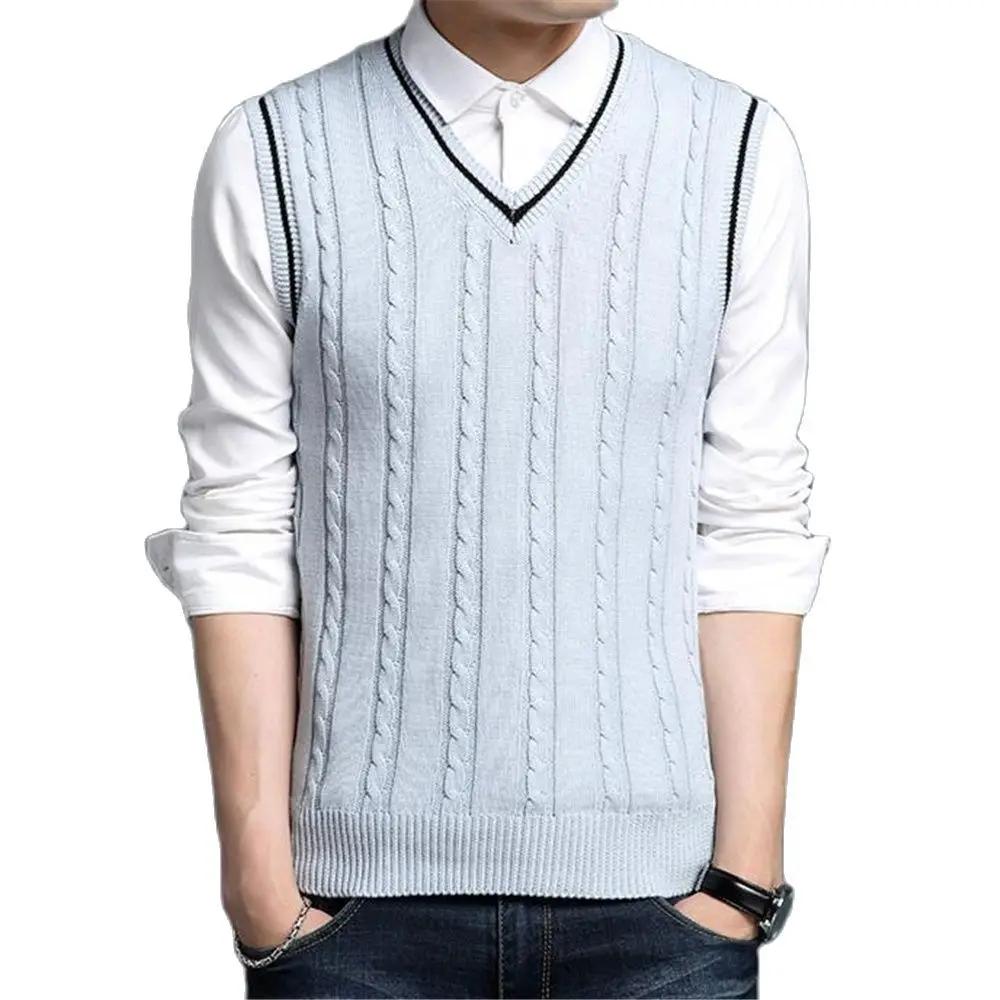 

Hedging Sweaters Sleeveless Mens Autumn Winter V-Neck Students Vests Waistcoat Knitted Warm Casual Men Slim Pullovers Sweater