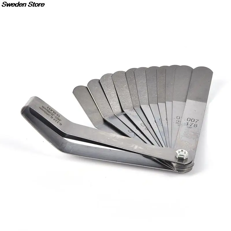 Feeler Gauge feeler gauge 1 set For 16 Blades 0.05 to 1mm Thickness Curved Stainless Steel Gap Metric Filler 17 Blades