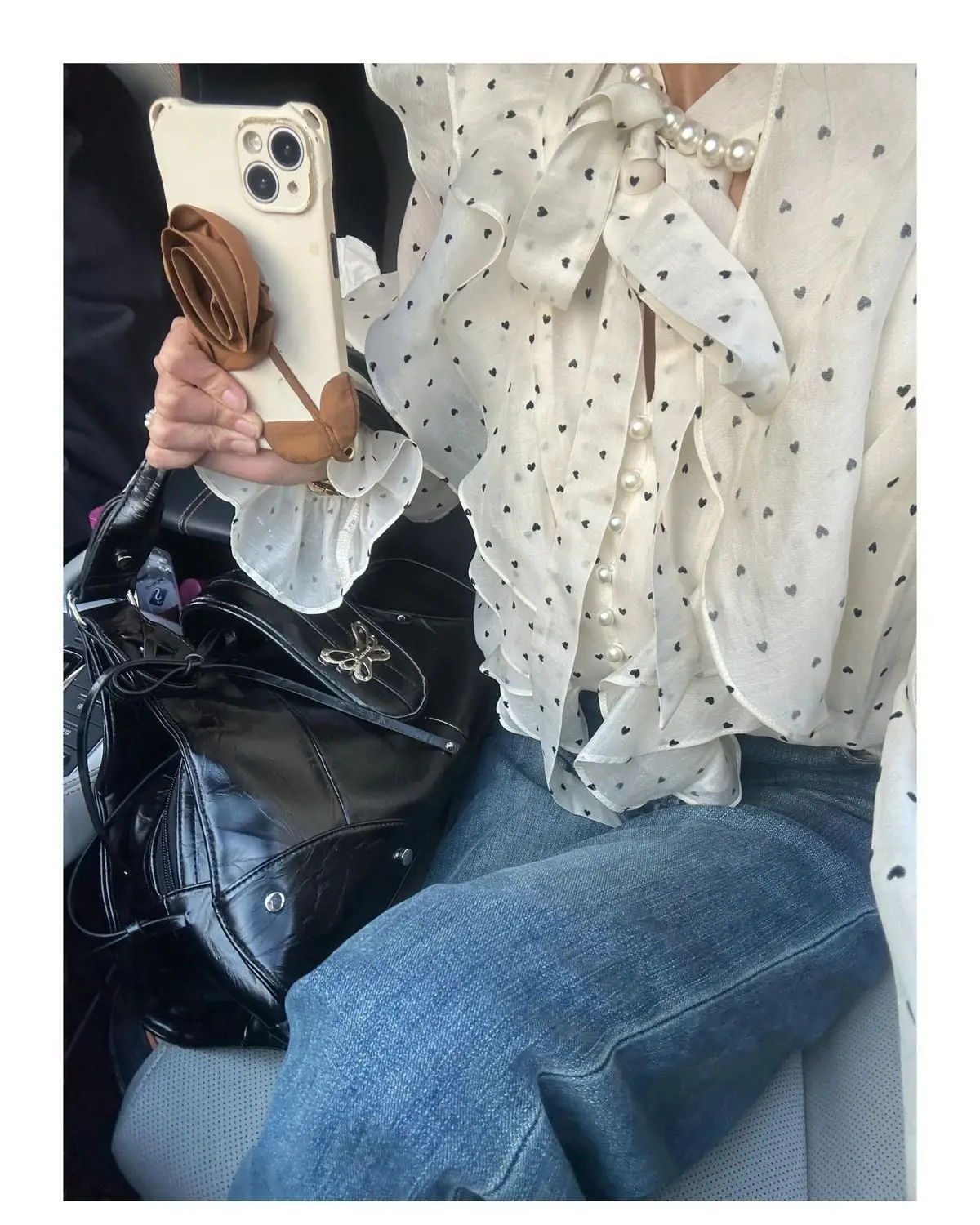 JIAERDI Hot Girl Black Y2k Tote Bag Purse Women Butterfly Leather Large Capacity Shoulder Bag Ladies Fairycore Handbag Aesthetic