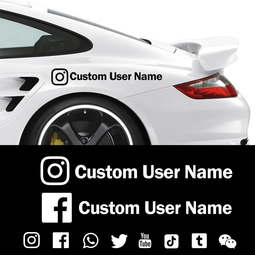 

Instagram User Name Custom Car Sticker Vinyl Decals Motorcycle Car Stickers FACEBOOK Pinterest YouTube Snapchat Pegatinas Coche