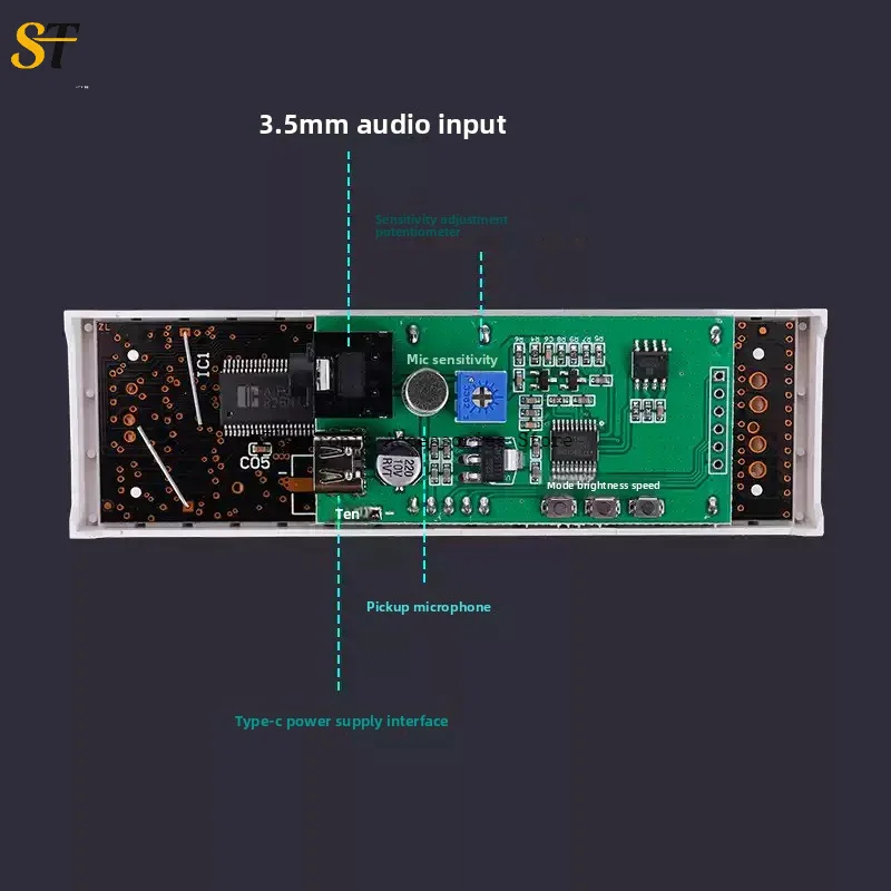 LED 오디오 스펙트럼 디스플레이, 음성 제어 음악 스펙트럼, 리듬 조명, 차량용 USB 5V