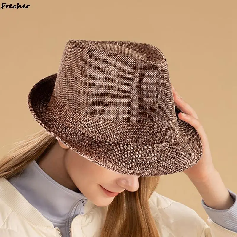 Summer Beach Sports Hat Wide Brim Jazz Cap Women Men Line Straw Sun Hats Outdoor Beach Volleyball Panama Caps Cowboy Fedora Cap