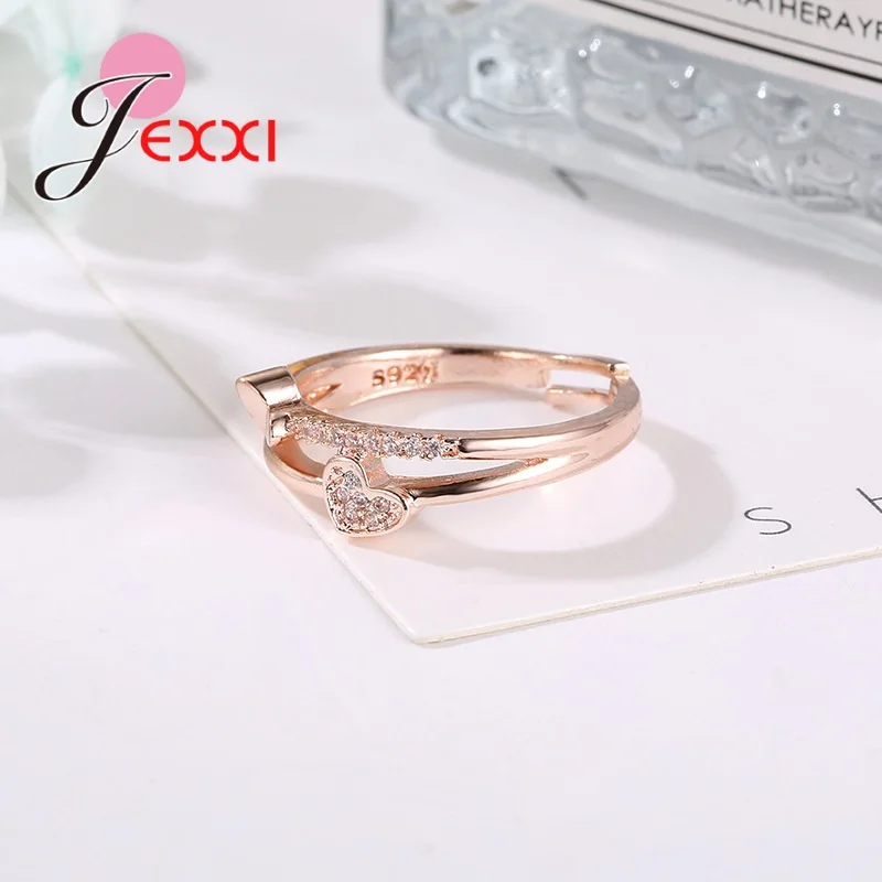 925 Sterling Silver Love Heart Shape Finger Rings For Women Girls Band Engagement Statement Wedding Jewelry Anel