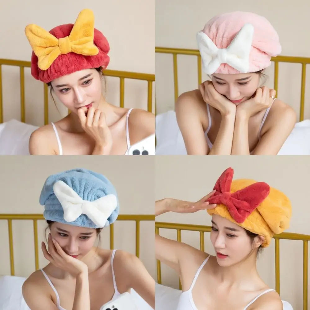 

Solid Color Dry Hair Hat Shower Headband Bathroom Thick Quick Drying Towel Absorbent Coral Velvet Dry Hair Towel Women