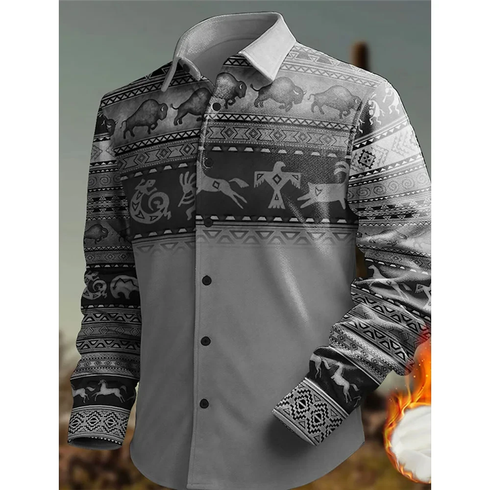 Denim shirt Long sleeved shirt Men's Retro Western Style Denim Long Sleeve Shirt Fashion Vacation Casual Long Sleeve Shirt Single Breasted Lapel Men's Top