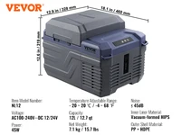 VEVOR 8L to 75L Car Refrigerator Fridge Portable Icebox Single&Dual Zone with Blue Tooth Temp Adjustable for Outdoor Camping RV 6